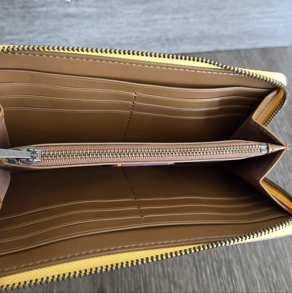 Coach Yellow Zip Wallet with Skateboarding Character - Picture 8 of 11